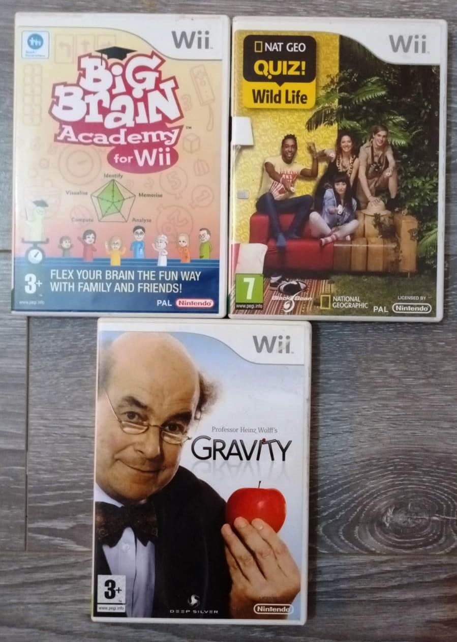Joc Nintendo Wii Professor Heinz Wolff's Gravity + NAT GEO QUIZ Wild  Life +  Big Brain Academy for Wii