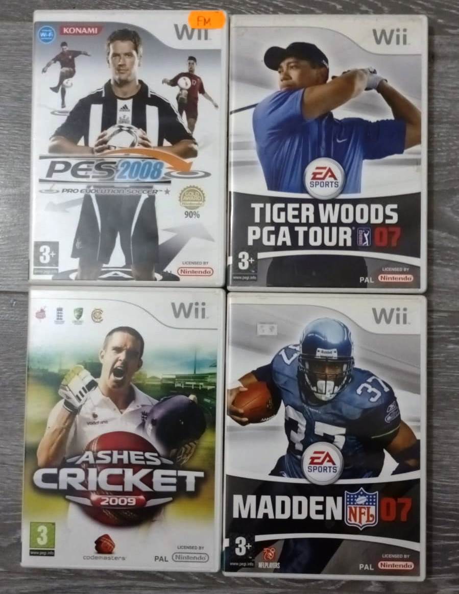 Joc Nintendo Wii Pro Evolution Soccer PES 2008 + Ashes Cricket 2009 + Tiger Woods PGA Tour 07 + Madden NFL 07
