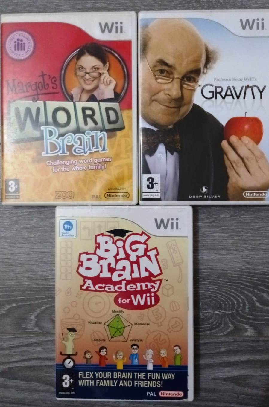 Joc Nintendo Wii Big Brain Academy for Wii + Margot's Word Brain + Proffesor Heinz Wolf's Gravity