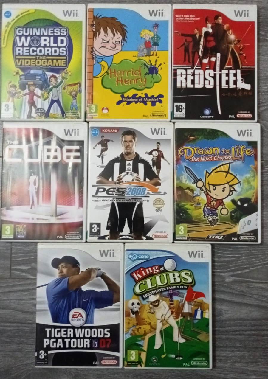 Joc Nintendo Wii Horrid Henry + Red Steel  + King of Clubs + The Cube + PES 2008 + Guinness World Records videogame + Tiger woods 07 + Drawn to Life
