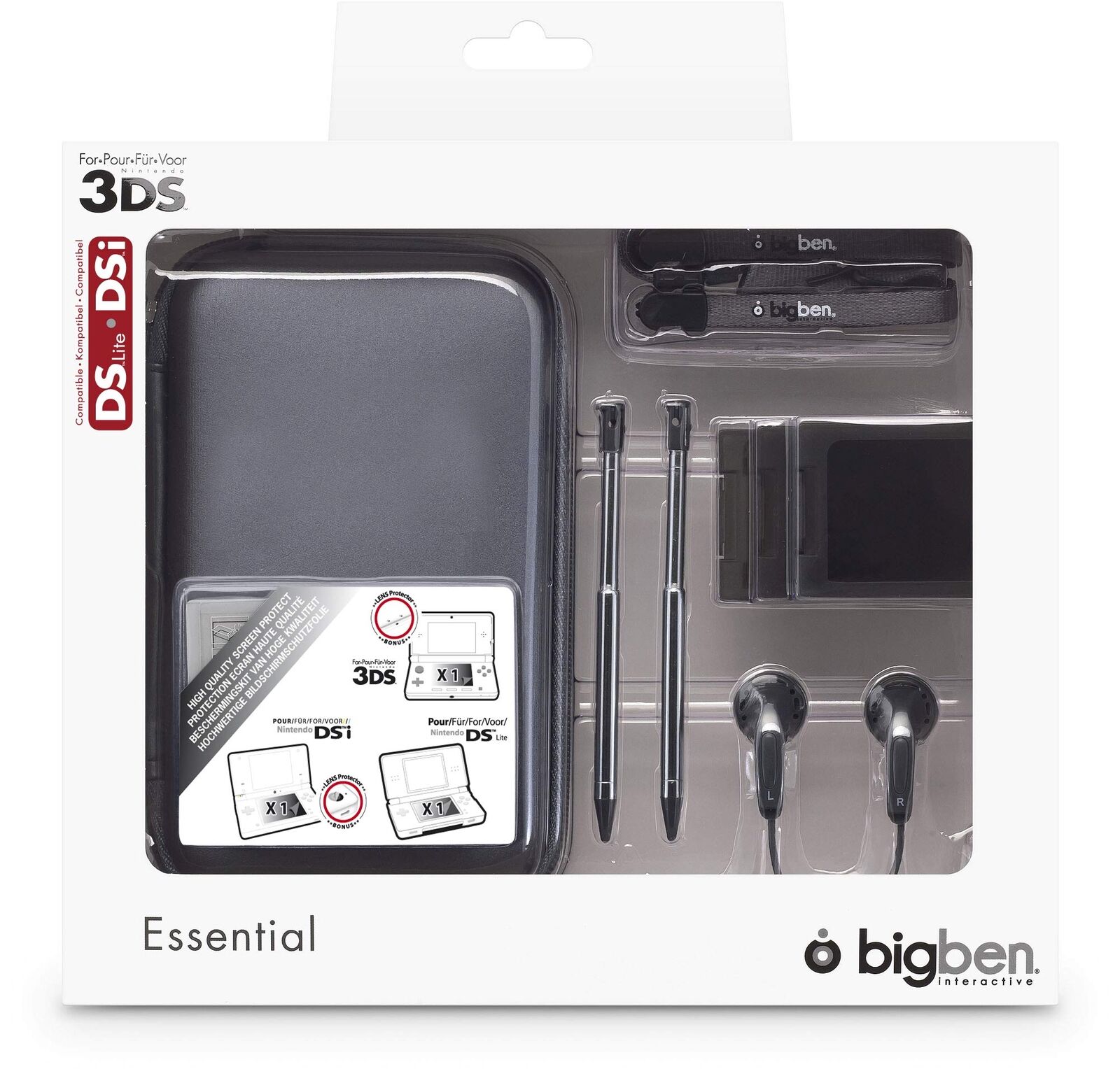Nintendo 3DS / DS Lite/ DSi Essential Pack - κάλυμμα, ακουστικά, γραφίδα, λουράκι κ.λπ. - ΓΚΡΙ