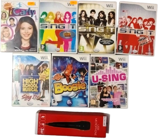 Joc Nintendo Wii USB MIC + I Carly + Disney Sing It Camp Rock + Party Hits + High School Musical + 3 + Boogie + U Sing