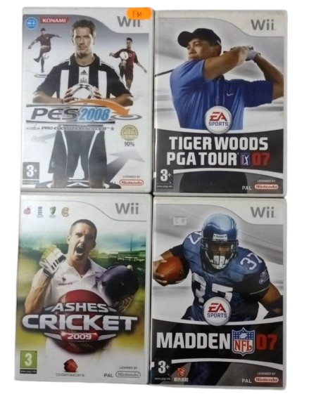 Joc Nintendo Wii Pro Evolution Soccer PES 2008 + Ashes Cricket 2009 + Tiger Woods PGA Tour 07 + Madden NFL 07