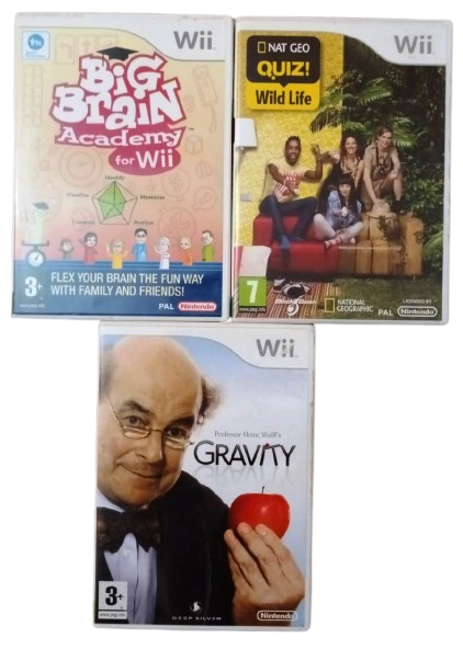 Joc Nintendo Wii Professor Heinz Wolff's Gravity + NAT GEO QUIZ Wild  Life +  Big Brain Academy for Wii